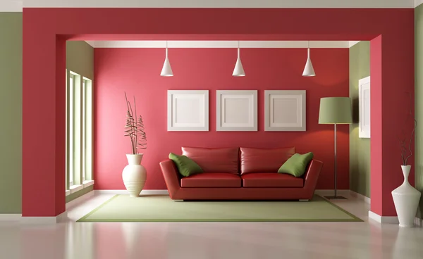 Red and green living room — Stock Photo, Image