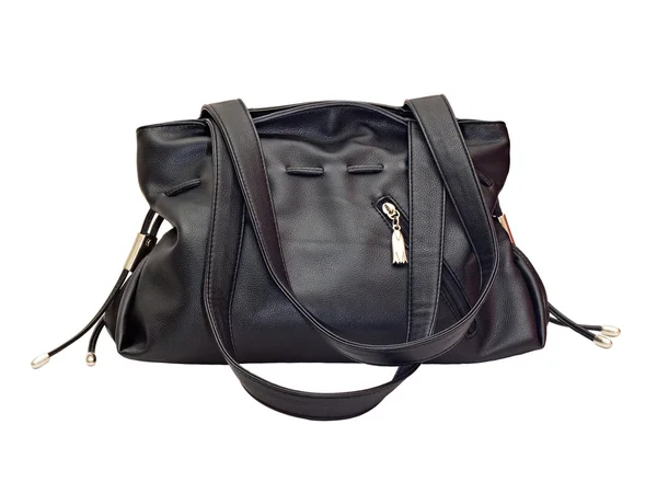 Kvinnors svart läder handväska — Stockfoto