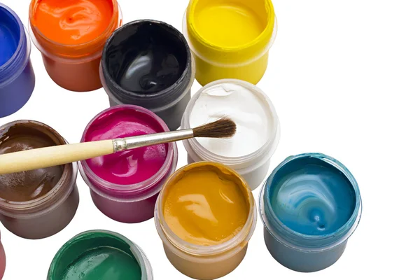 Pintura y pincel coloridos gouache —  Fotos de Stock