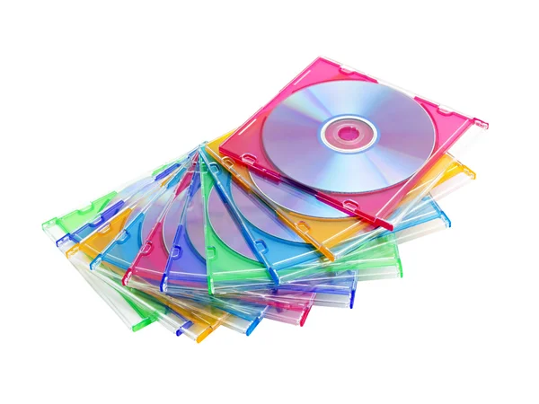 一堆彩色光盘 — 图库照片