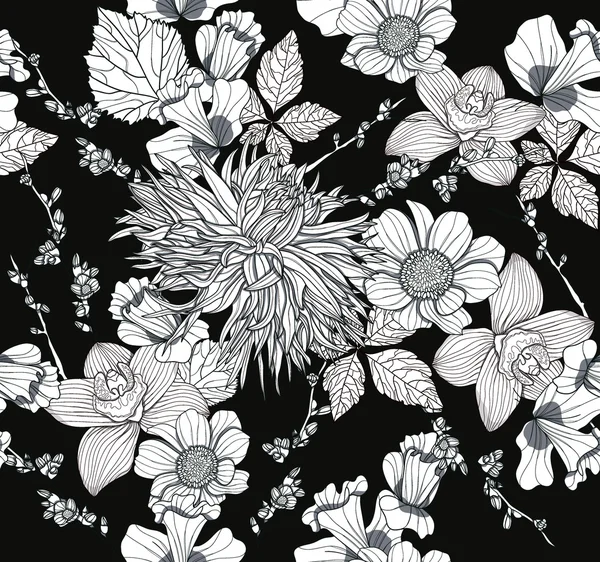 Sömlöst mönster med blommor. blommig bakgrund. — Stock vektor