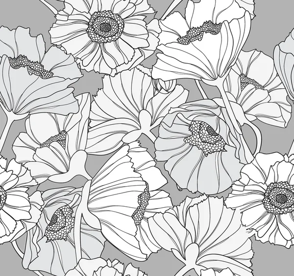 Bezešvé květinovým vzorem. pozadí s makovými květy. — Stockový vektor