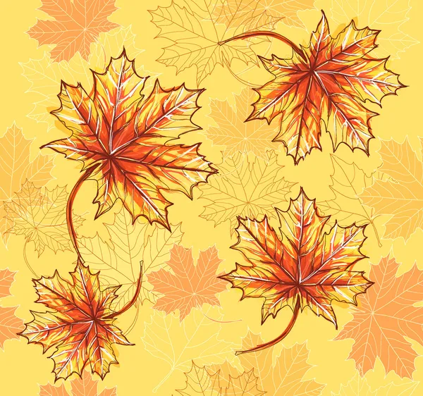 Motif sans couture avec feuilles d'érable. Feuilles d'automne fond . — Image vectorielle
