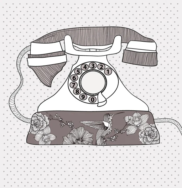 Background with retro telephone. Vector vintage illustration. Te — Stock Vector