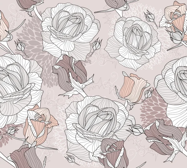 Motif floral. Fond de fleur sans couture avec des roses . — Image vectorielle