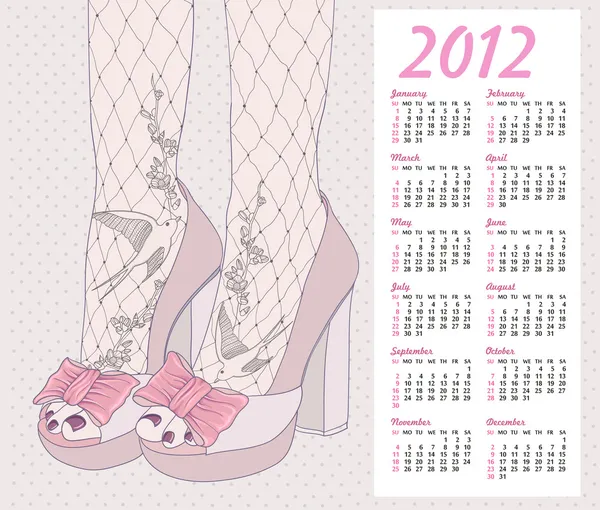 2012 ημερολόγιο μόδας. φόντο με ψηλά τακούνια παπούτσια. — Διανυσματικό Αρχείο