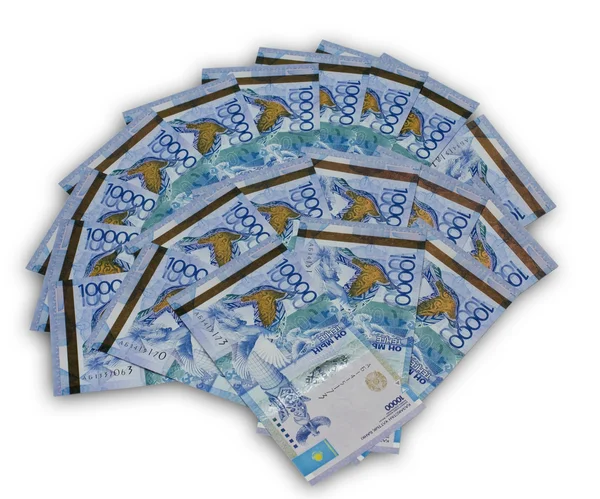Поклонник десяти тысяч казахстанской валюты — стоковое фото
