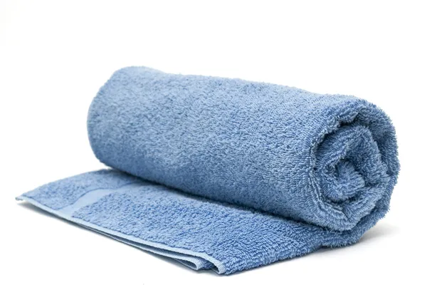 蓝色毛巾为浴室的 — 图库照片