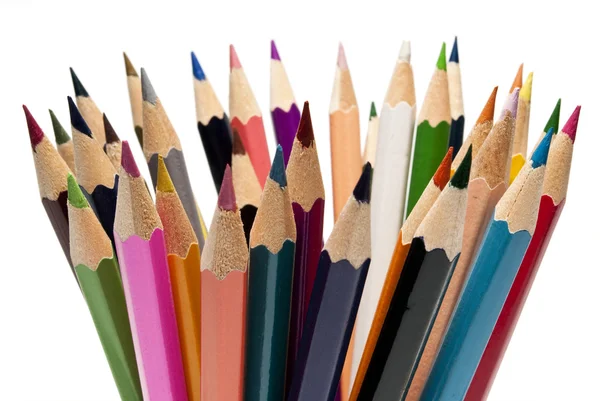 Un sacco di matite d'arte affilato vernice colorata — Foto Stock