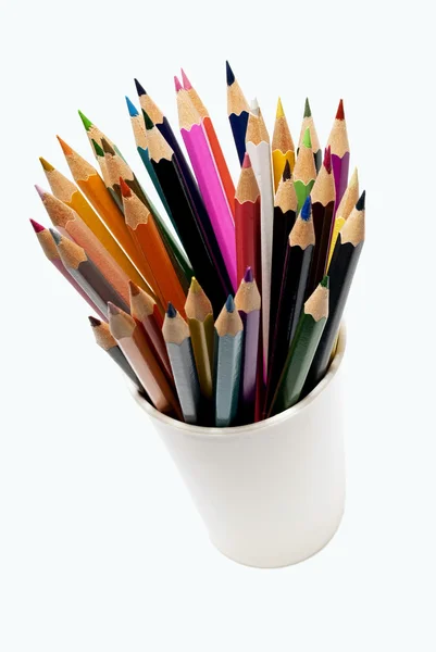 En una taza de lápiz de color blanco — Foto de Stock