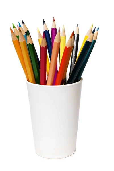 En una taza de lápiz de color blanco — Foto de Stock