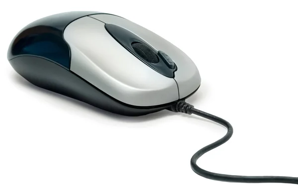 Grey computer mouse on a wire — Stock Photo, Image