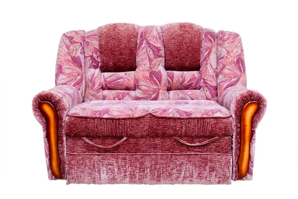 Sofá moderno rosa em um fundo branco — Fotografia de Stock