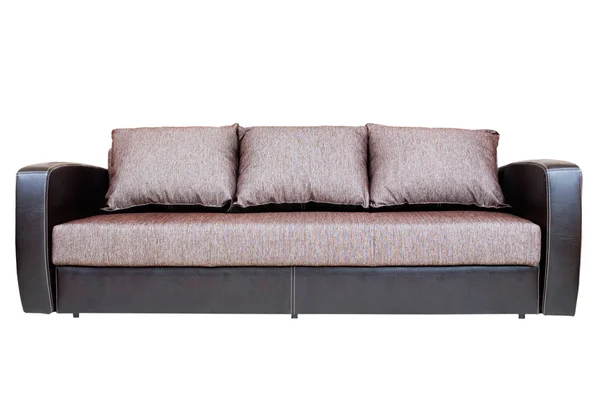 Modernes Sofa braun auf weißem Hintergrund — Stockfoto