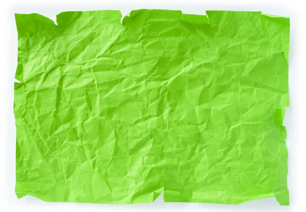 Trozo de papel arrugado verde — Foto de Stock