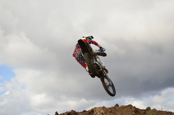 High flight of motorcycle racer motocross — Stock Photo, Image