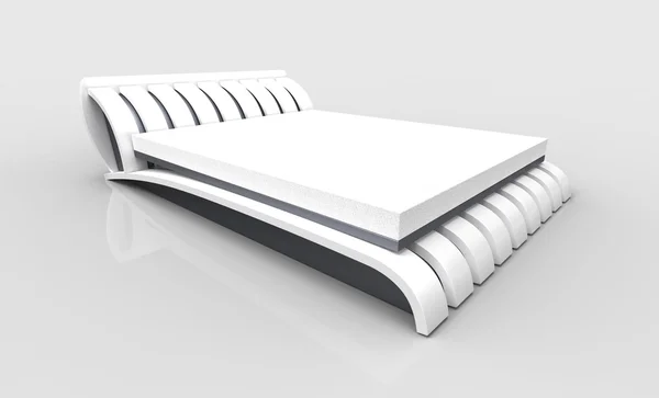 Białe łóżko — Zdjęcie stockowe