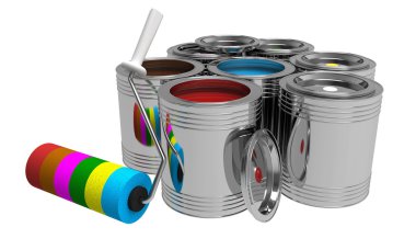 Bank with paints clipart