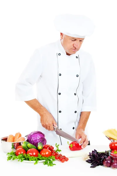 Chef preparando ensalada —  Fotos de Stock
