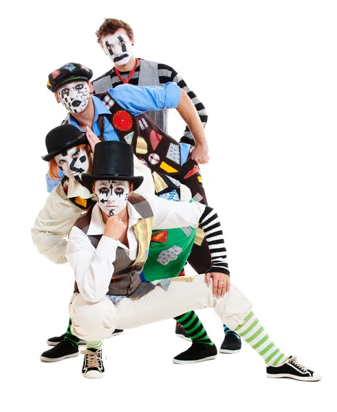 Four mimes over white background — Stock Photo, Image