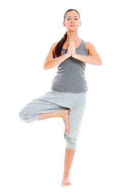 Healthy woman doing yoga clipart