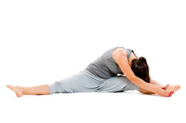 vrouw doen flexibiliteit oefening