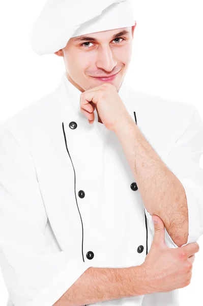 Pensive smiley cook — Stock Photo, Image