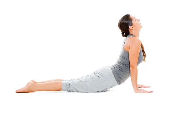 Žena, která dělá cvičení na podlaze. — Stock fotografie