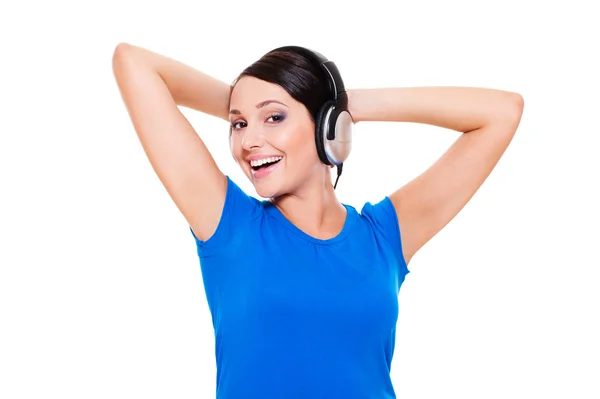 Young lovely woman in headphones — Stock Photo, Image
