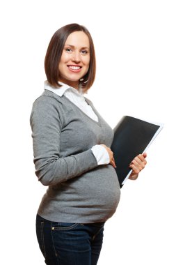 Pregnant businesswoman at work clipart