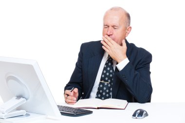 Tired senior businessman clipart