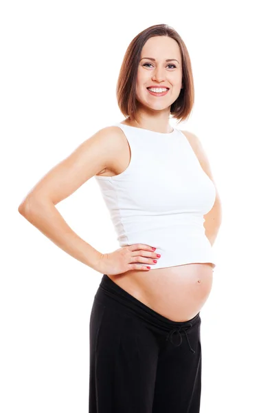 Zadowoleni, piękna kobieta w ciąży — Zdjęcie stockowe