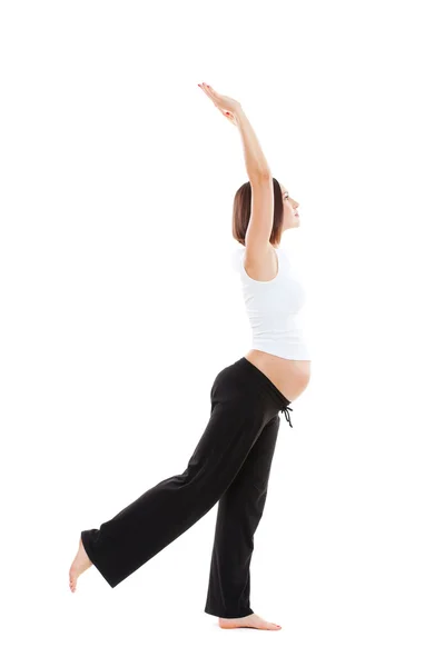 Healthy pregnant woman doing gymnastic — Stock Photo, Image