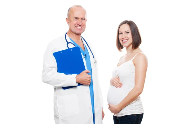 임신 부 및 의사 — 스톡 사진