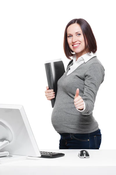 Donna incinta al lavoro — Foto Stock