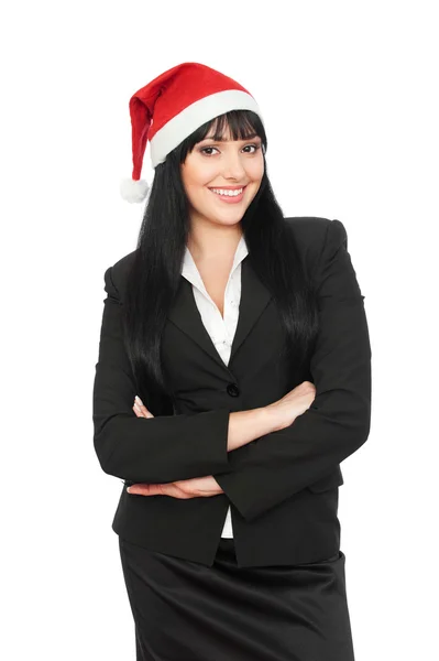 Улыбающаяся рождественская деловая женщина — стоковое фото