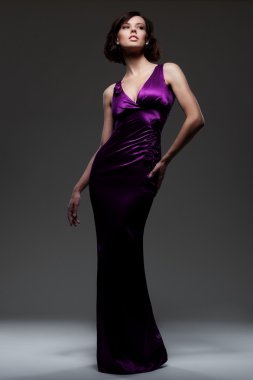 Alluring sexy woman in evening dress clipart