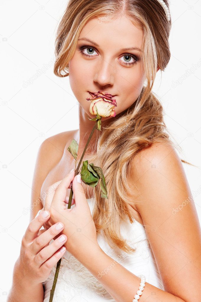 Young bride with rose
