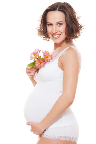 아름 다운 임신한 여자 란제리 — 스톡 사진