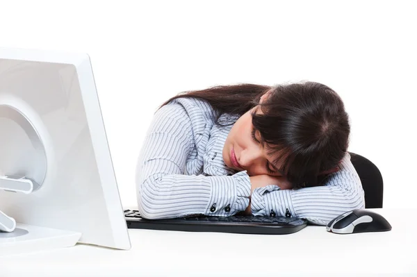 Empresaria durmiendo en su lugar de trabajo — Foto de Stock