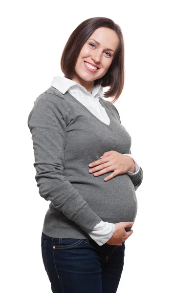 Vidám terhes nő — Stock Fotó