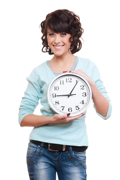Young woman with clock Stock Image