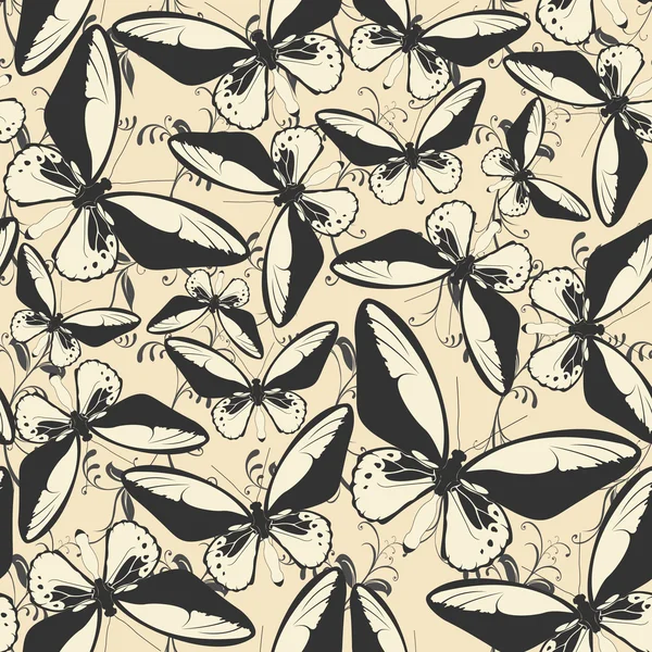 Patrón sin costuras con mariposas — Archivo Imágenes Vectoriales