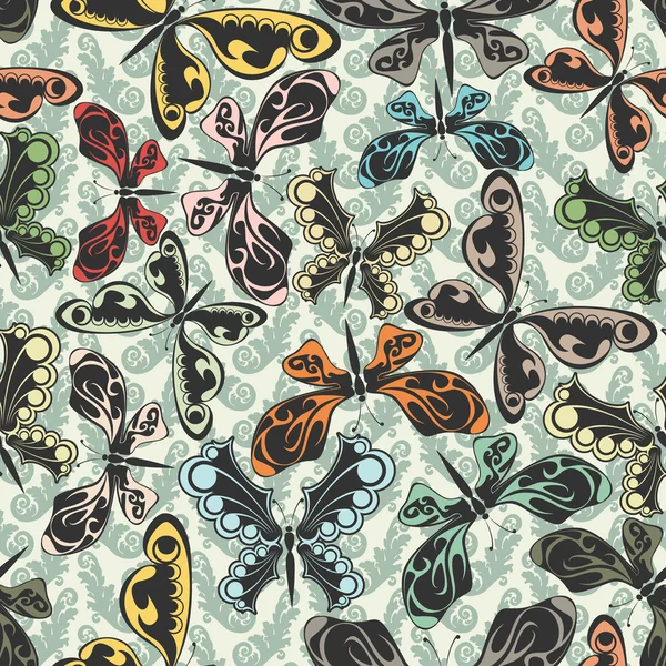 Naadloos patroon met vlinders — Stockvector