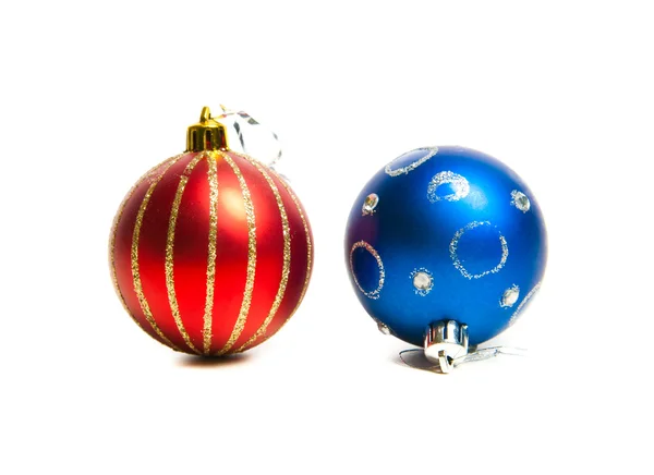 Karácsonyi piros és kék játékok — Stock Fotó