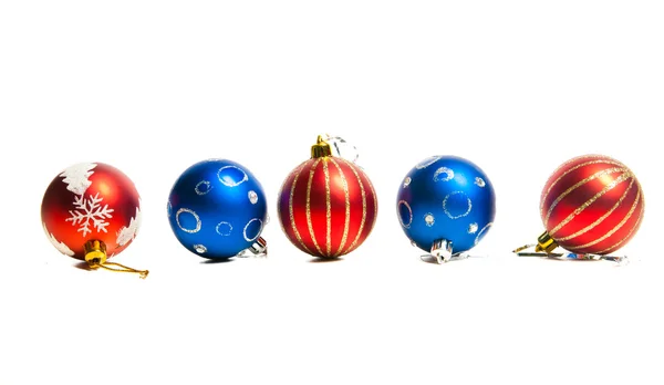 Boże Narodzenie czerwony i niebieski zabawki — Zdjęcie stockowe