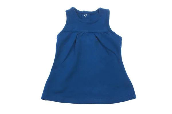 Blauwe gebreide baby jurk op een witte achtergrond — Stockfoto