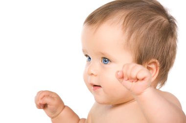 The blue-eyed baby, close-up. clipart