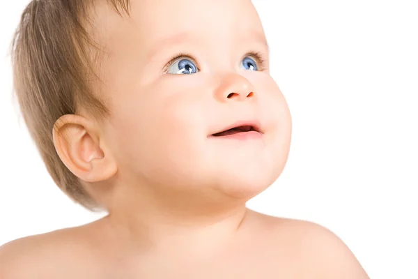 Sinisilmäinen vauva, lähikuva . — kuvapankkivalokuva