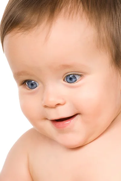 Le bébé aux yeux bleus, gros plan . — Photo